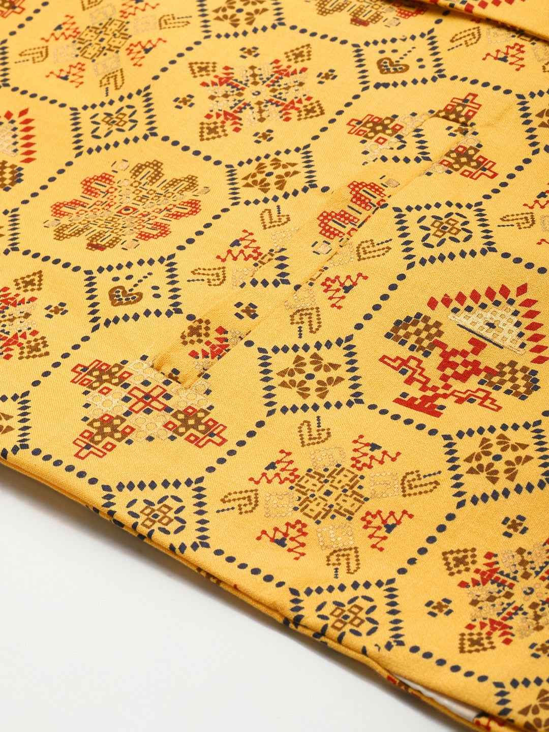 Men’s Yellow Ethnic Motifs Printed Nehru Jacket – Traditional Elegance