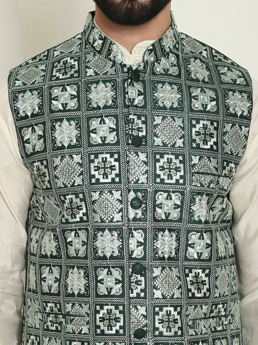 Men’s Premium Embroidered Nehru Jacket – Traditional Elegance