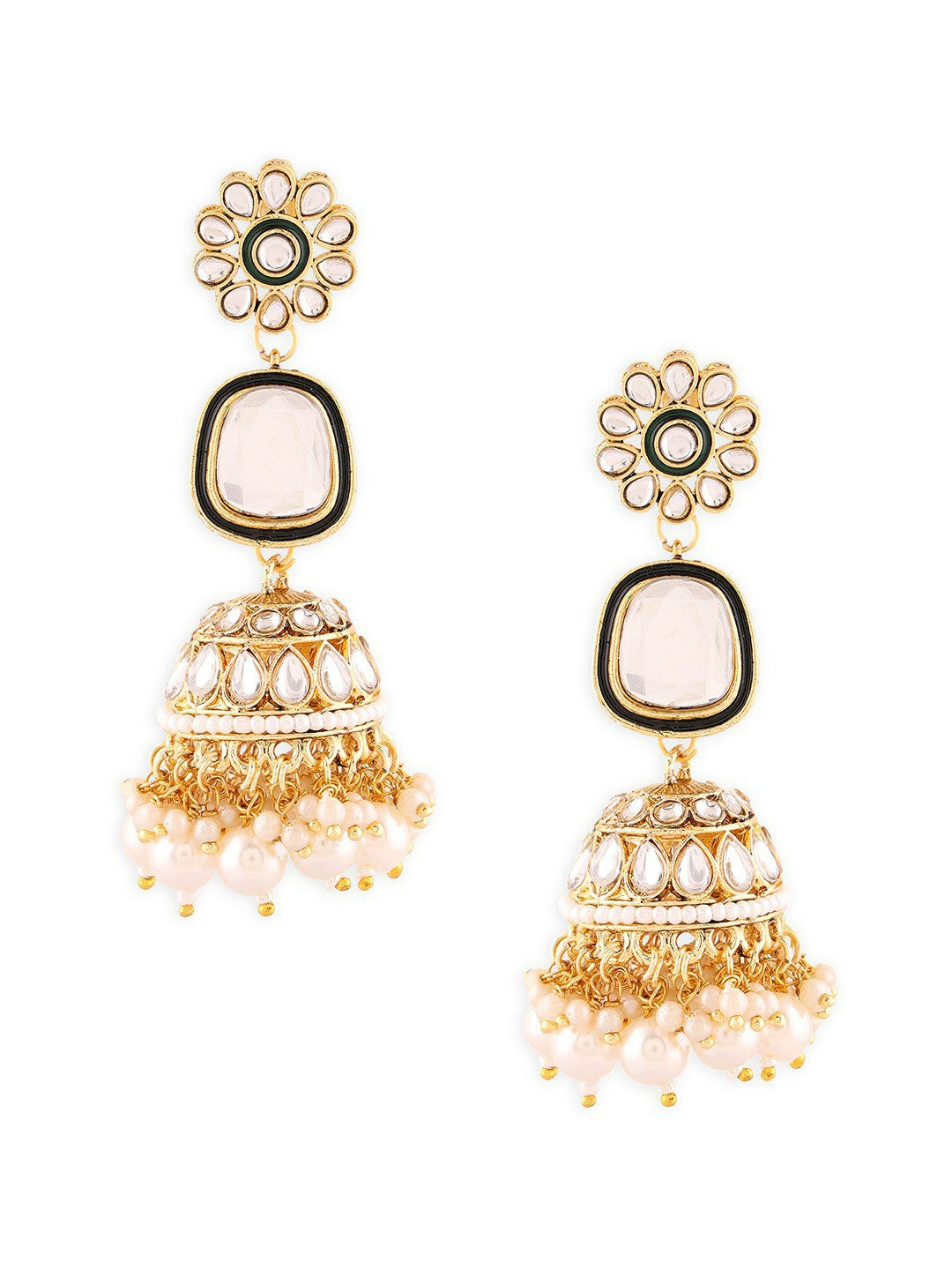 Women’s Gold-Plated Kundan Jewellery Set | Necklace, Earrings, Maang Tikka & Ring – Indiaista