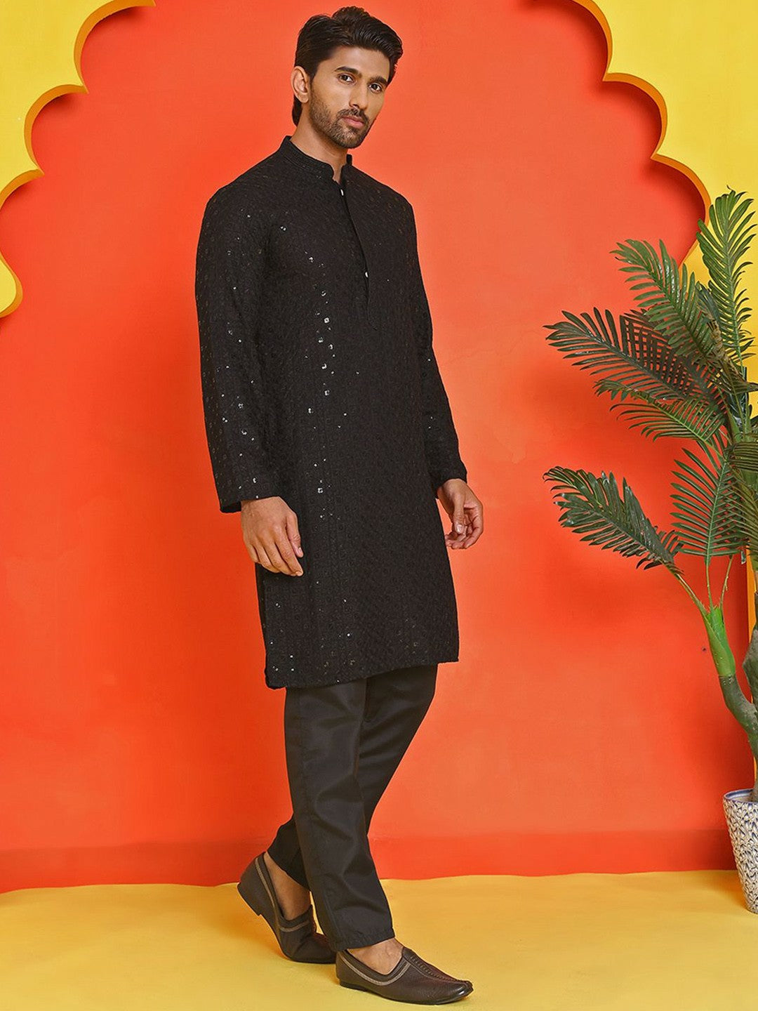 Men’s Royal Blue Chikankari Kurta Set with Pyjamas – Pure Cotton Festive Wear