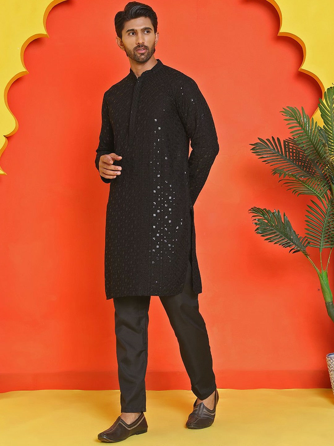 Men’s Royal Blue Chikankari Kurta Set with Pyjamas – Pure Cotton Festive Wear