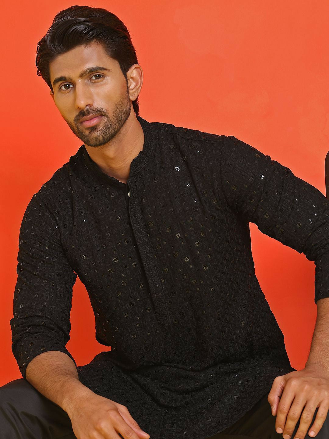Men’s Royal Blue Chikankari Kurta Set with Pyjamas – Pure Cotton Festive Wear