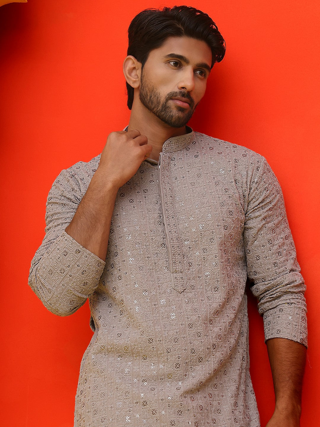 Men’s Pure Cotton Chikankari Embroidered Kurta with Pyjamas – Timeless Heritage Look