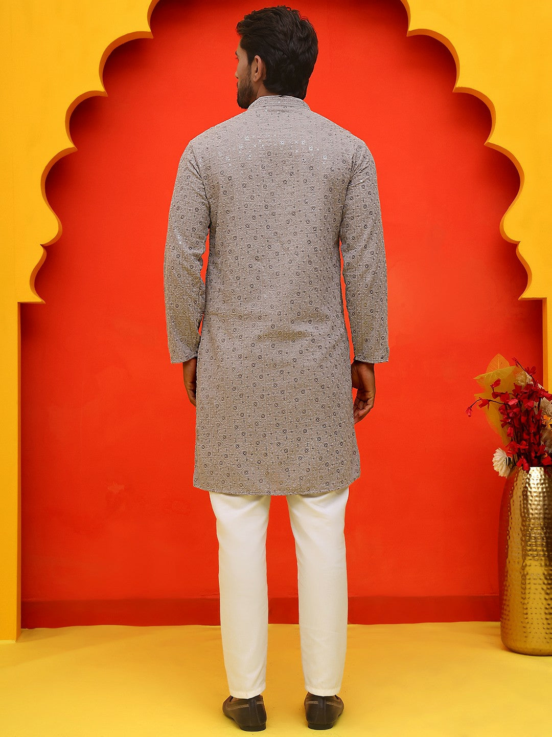 Men’s Pure Cotton Chikankari Embroidered Kurta with Pyjamas – Timeless Heritage Look