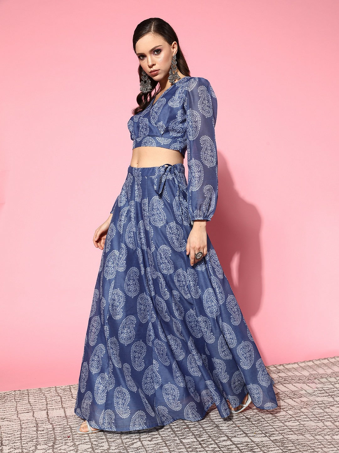 Handmade Blue Printed Lehenga Choli – Bollywood Bridal, Wedding & Bridesmaid Wear | Indiaista
