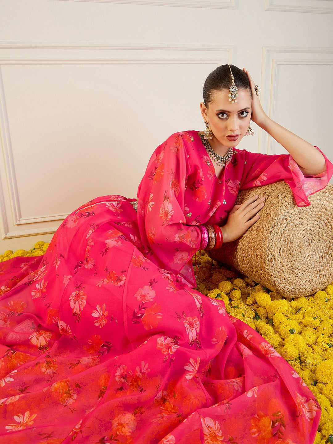 bollywood bridesmaid dresses Fuchsia Printed Lehenga Choli Bollywood Bridal & Bridesmaid Dress Indiaista.com