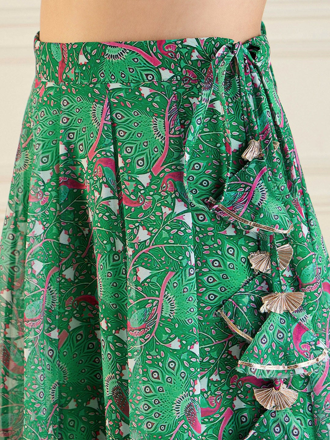 Green & Pink Printed Lehenga Choli – Bollywood Bridal, Bridesmaid, Indian & Pakistani Wedding Wear | Indiaista