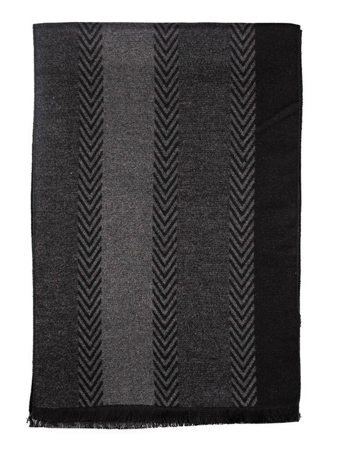 Men Woolen Printed Scarf - Grey & Black | Stylish & Warm | Indiaista