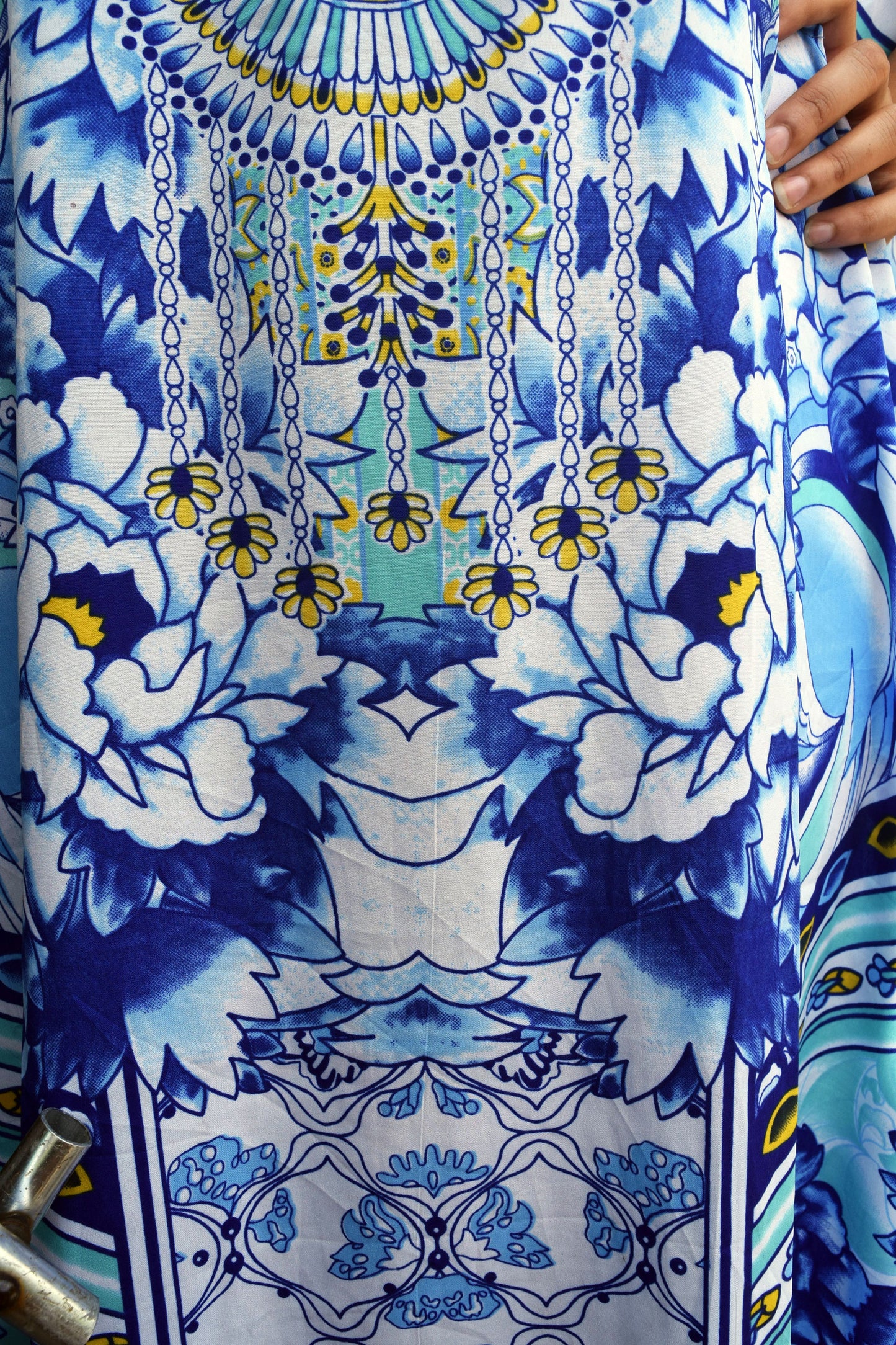 Indian Plus Size Long Kaftan Dress for Women – Bird Print, Boho Hippie Maxi Nightwear | Indiaista