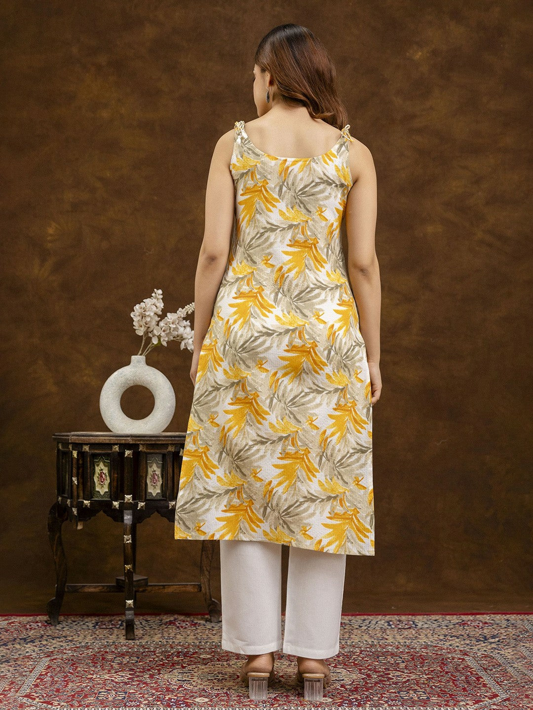 Floral Printed Shoulder Strap Cotton Kurta
