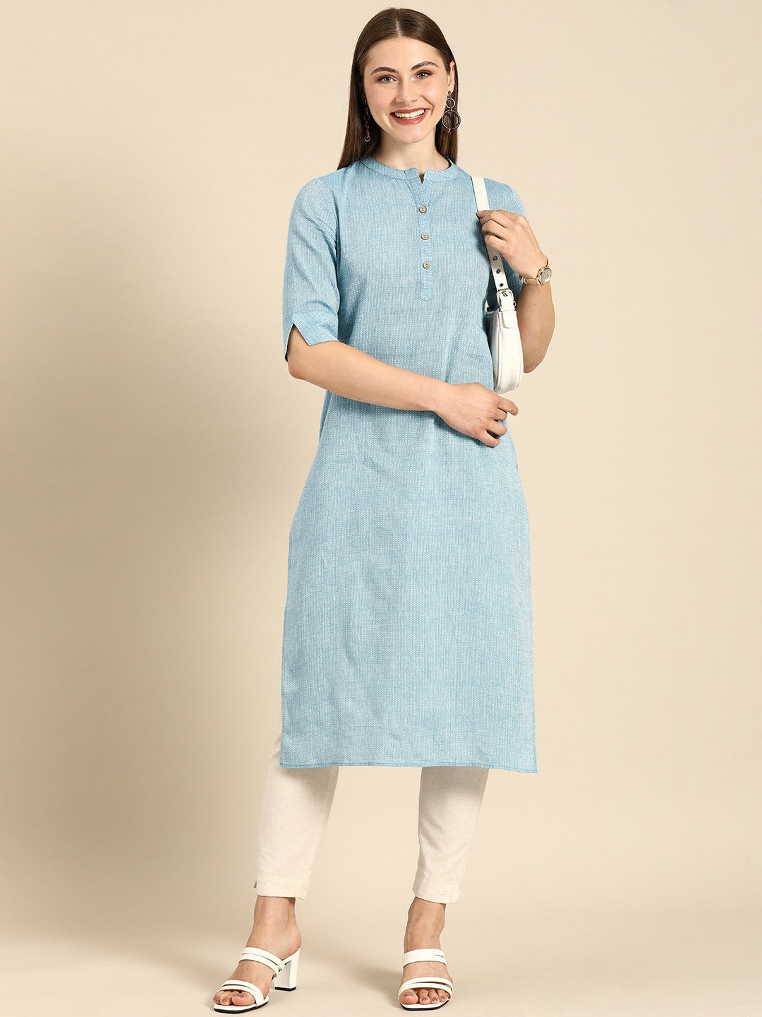 Striped Summer Sheers Blue & White Cotton Kurta