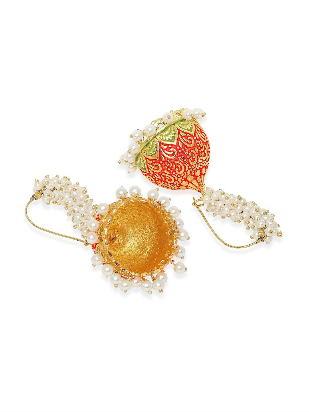 Gold-Plated Meenkari Dome Shaped Jhumkas