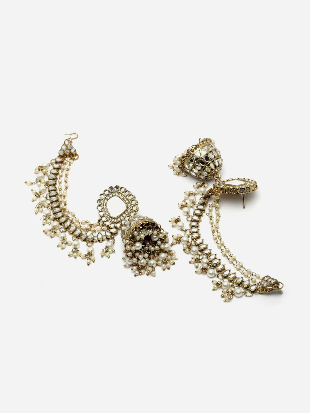Silver-Plated Dome Shaped Jhumkas with Pearls
