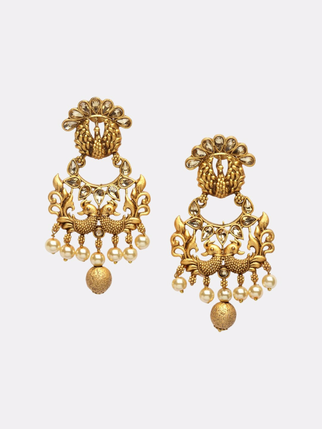 Gold-Toned Contemporary Cubic Zirconia Drop Earrings