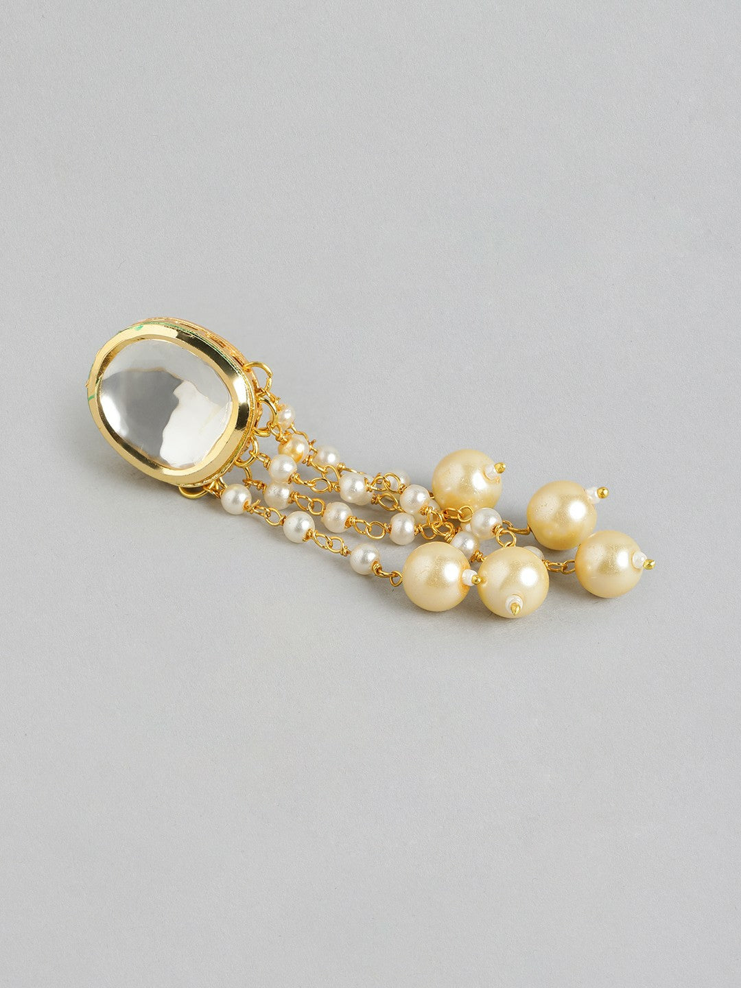 Gold-Plated Stones & Beads Contemporary Jhumkas