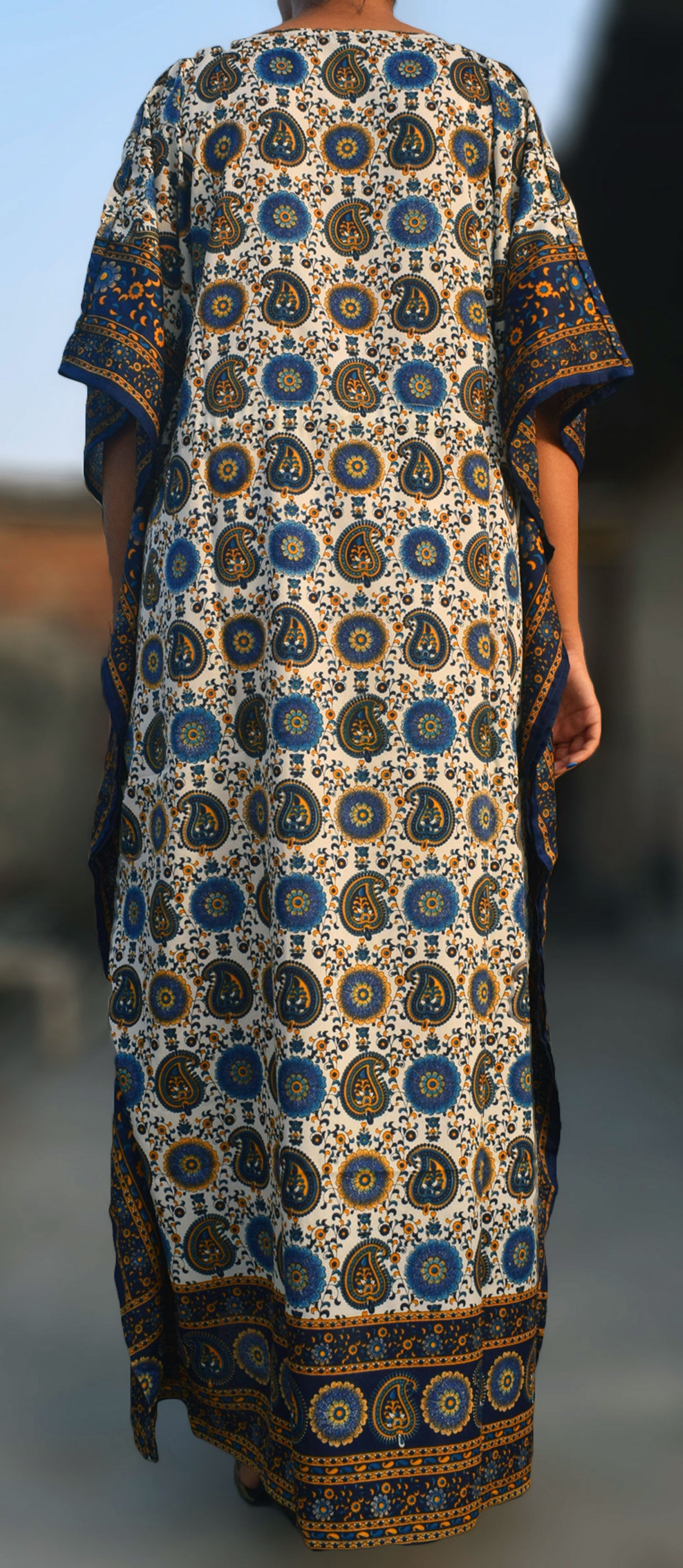 Women's Boho Maxi Kaftan Dress – Long Mumu Caftan Tunic, Plus Size Night Gown | Indiaista