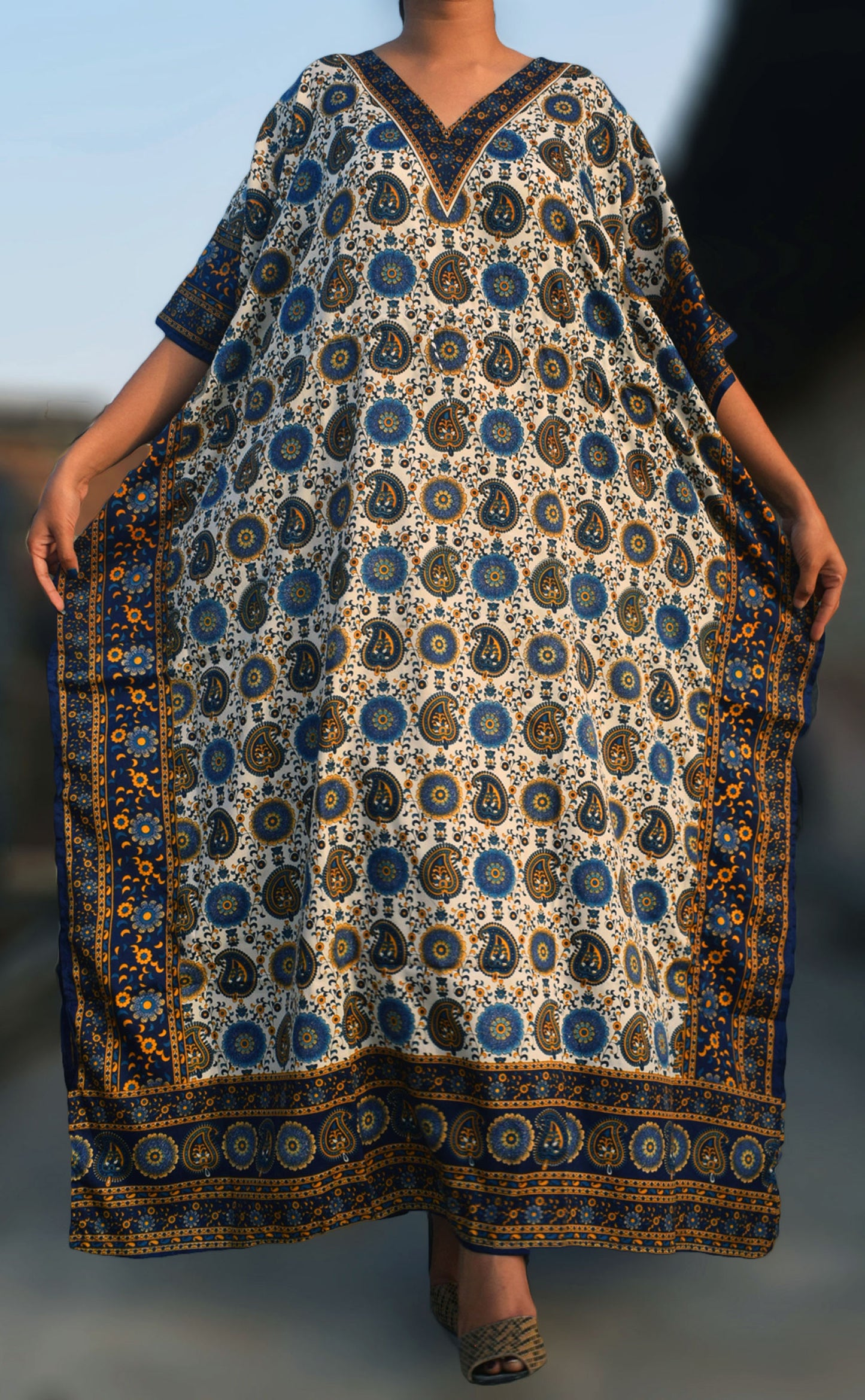 Women's Boho Maxi Kaftan Dress – Long Mumu Caftan Tunic, Plus Size Night Gown | Indiaista