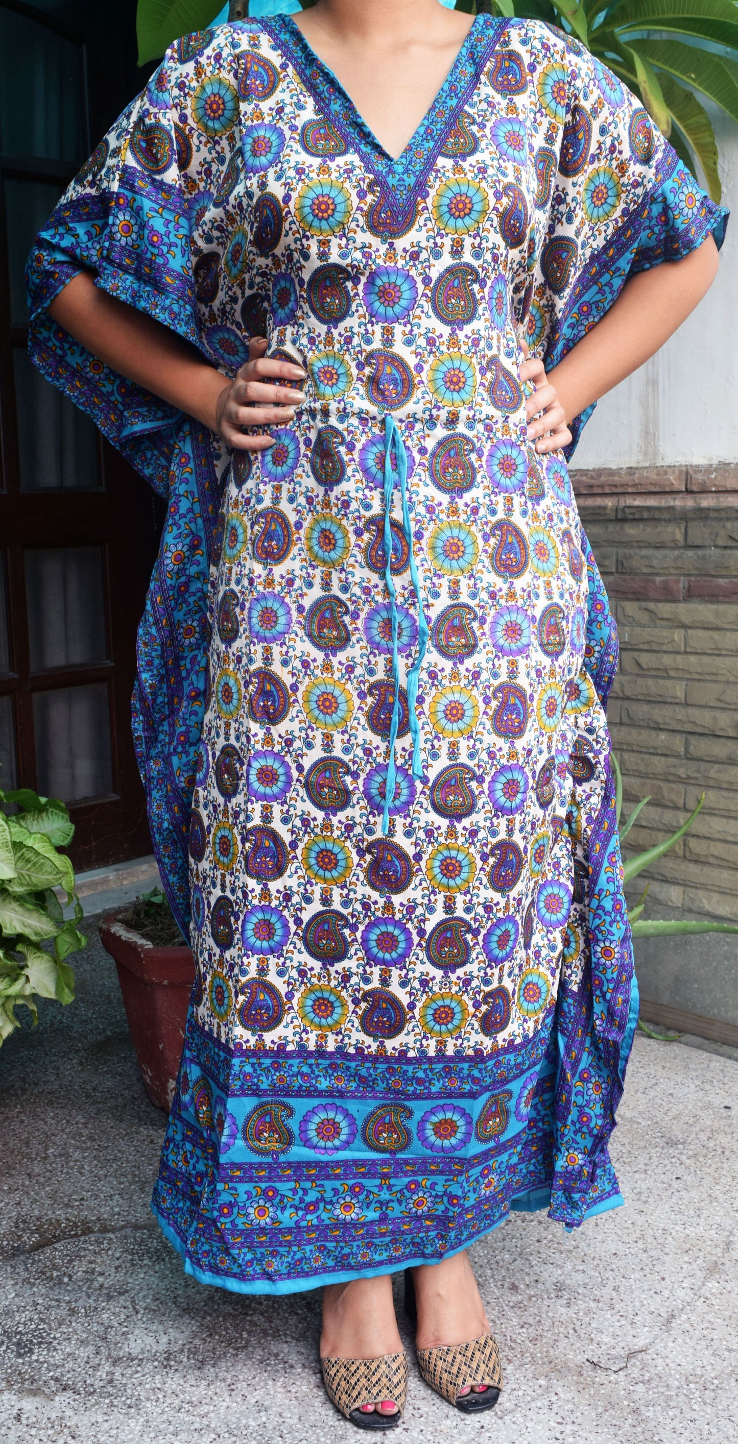 Women's Boho Maxi Kaftan Dress – Long Mumu Caftan Tunic, Plus Size Night Gown | Indiaista