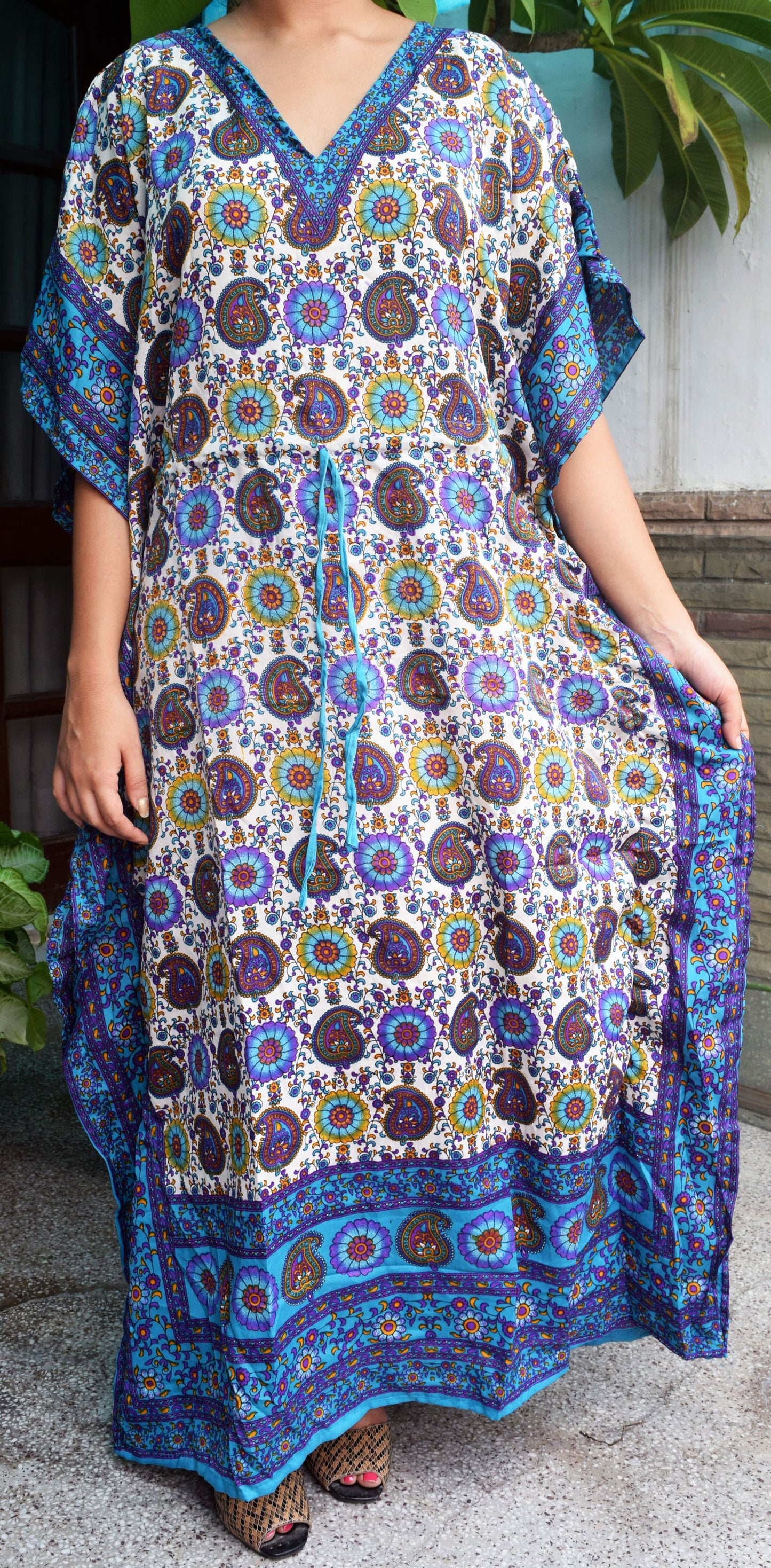 Women's Boho Maxi Kaftan Dress – Long Mumu Caftan Tunic, Plus Size Night Gown | Indiaista
