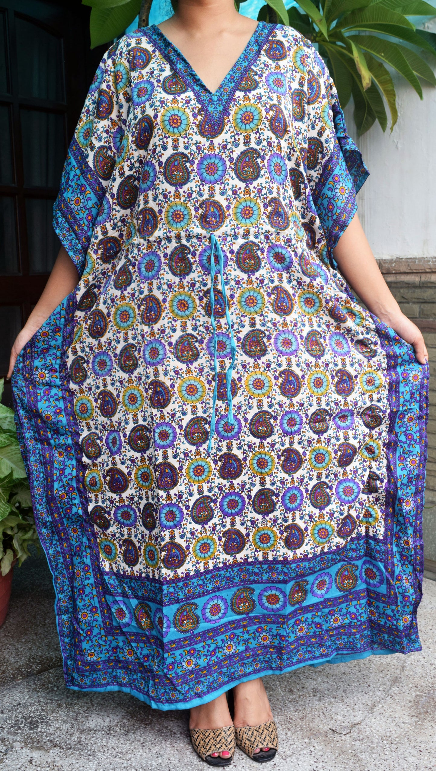 Women's Boho Maxi Kaftan Dress – Long Mumu Caftan Tunic, Plus Size Night Gown | Indiaista
