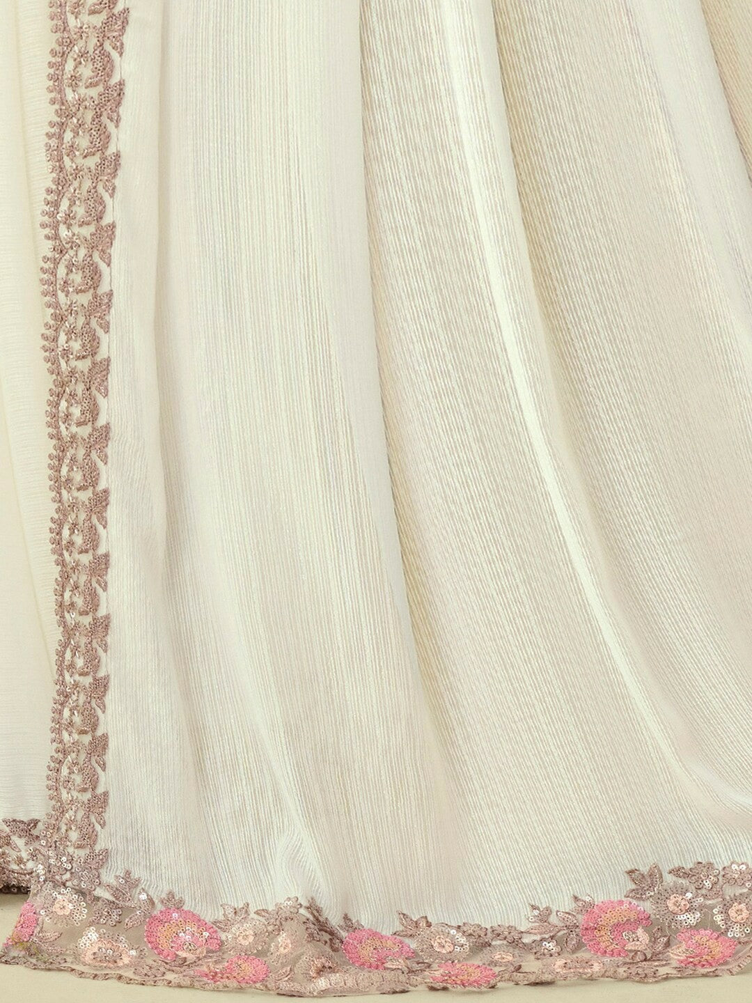 Paisley Sequinned Embellished Pure Georgette Saree