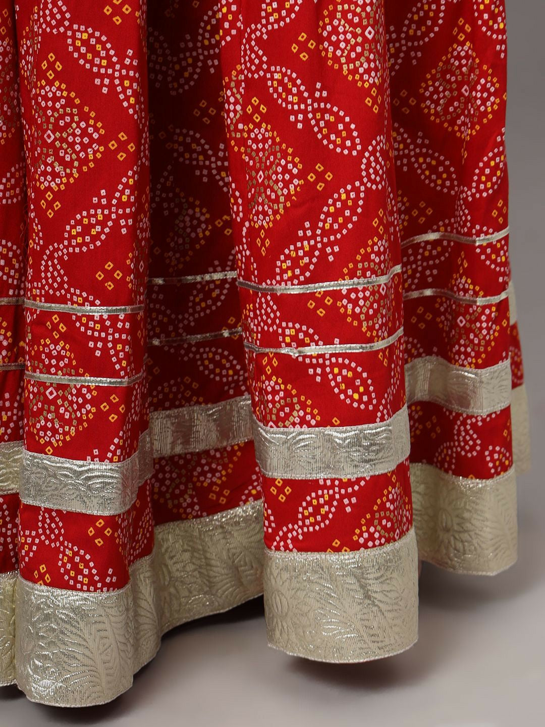 Vintage Bohemian Red Printed Flared Maxi Skirt for Women | Elastic Waistband Boho Style
