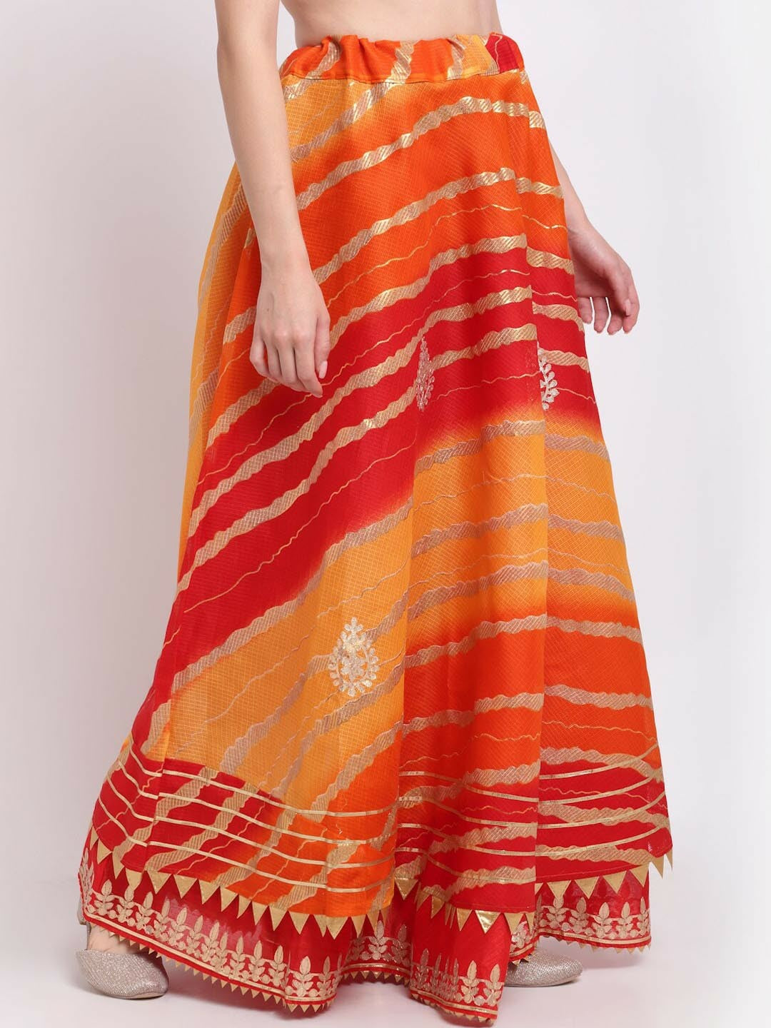 Vintage Bohemian Striped Flared Ethnic Maxi Skirt for Women | Boho Style with Drawstring Closure