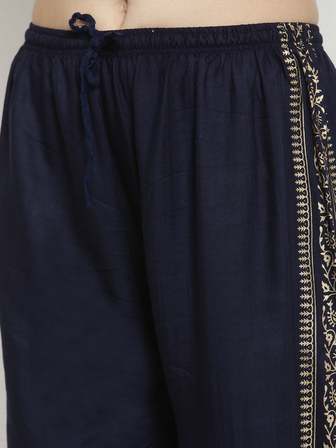 Boho Navy Blue & Gold Harem Palazzo Pants – Bohemian Gypsy Peasant Style | Indiaista