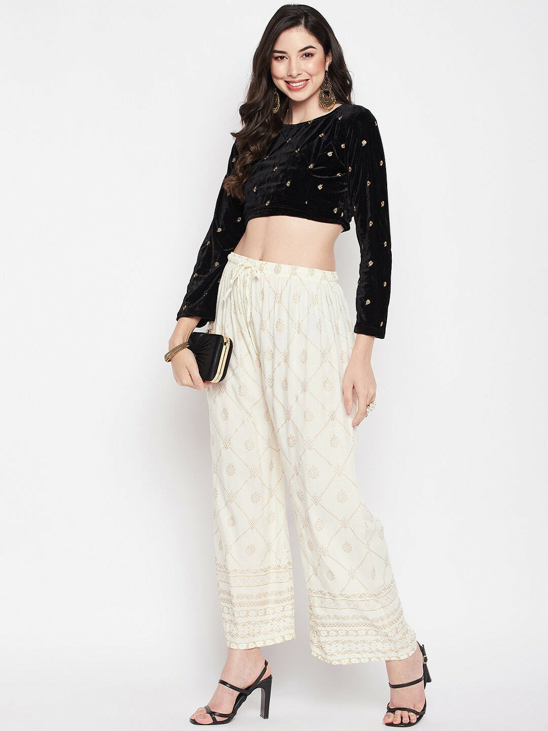 Cream Ethnic Printed Boho Harem Pants – Women’s Peasant & Gypsy Style Palazzos | Indiaista