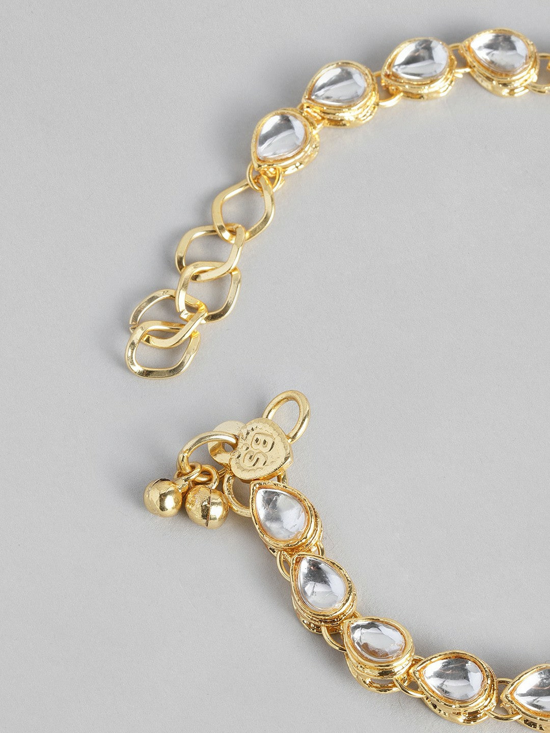 Set of 2 Gold-Plated Maroon Kundan Anklets – Traditional Indian Beaded Payal for Women