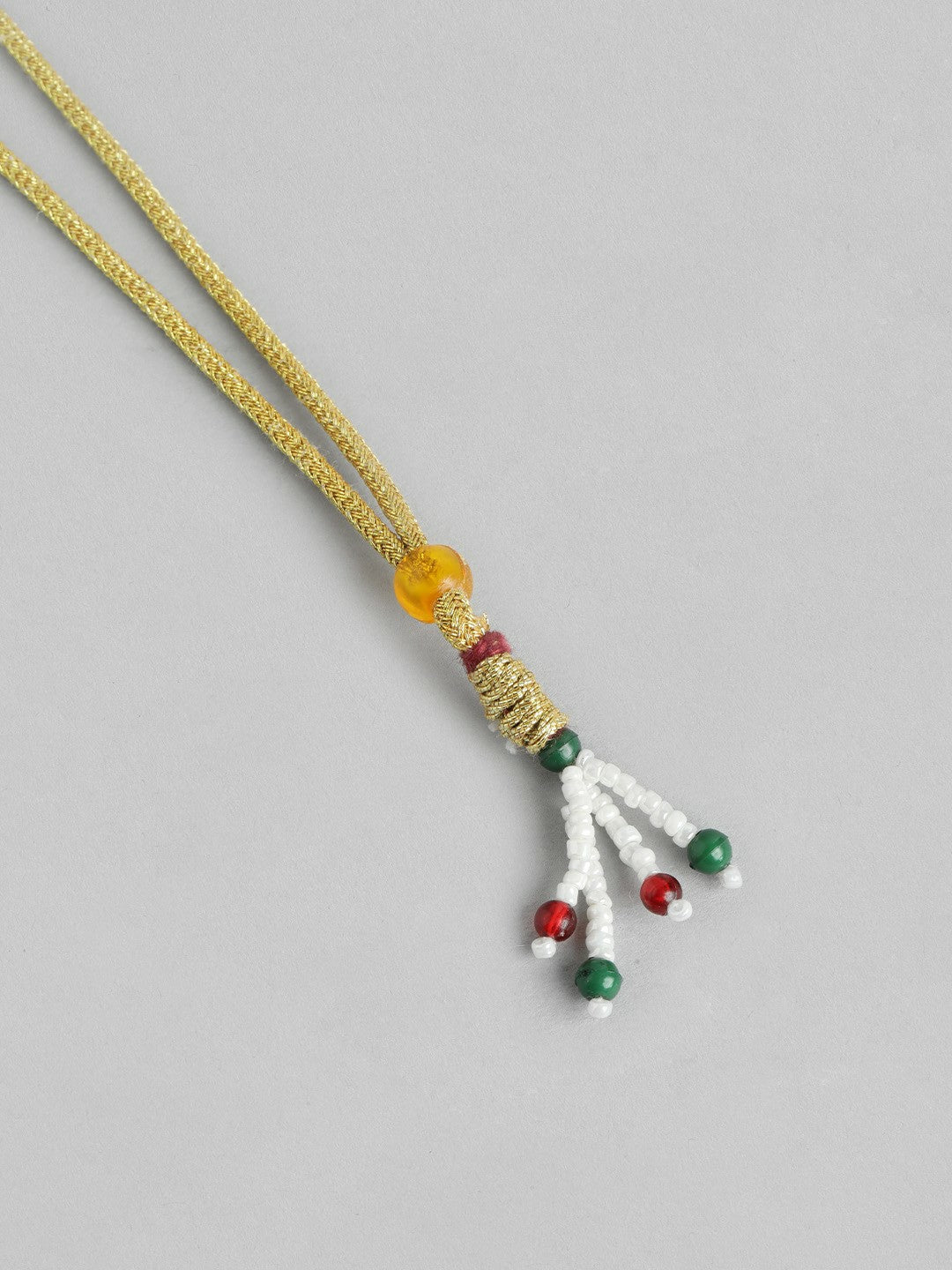 Gold-Plated Mother of Pearl & Quartz Studded Long Necklace with Earrings