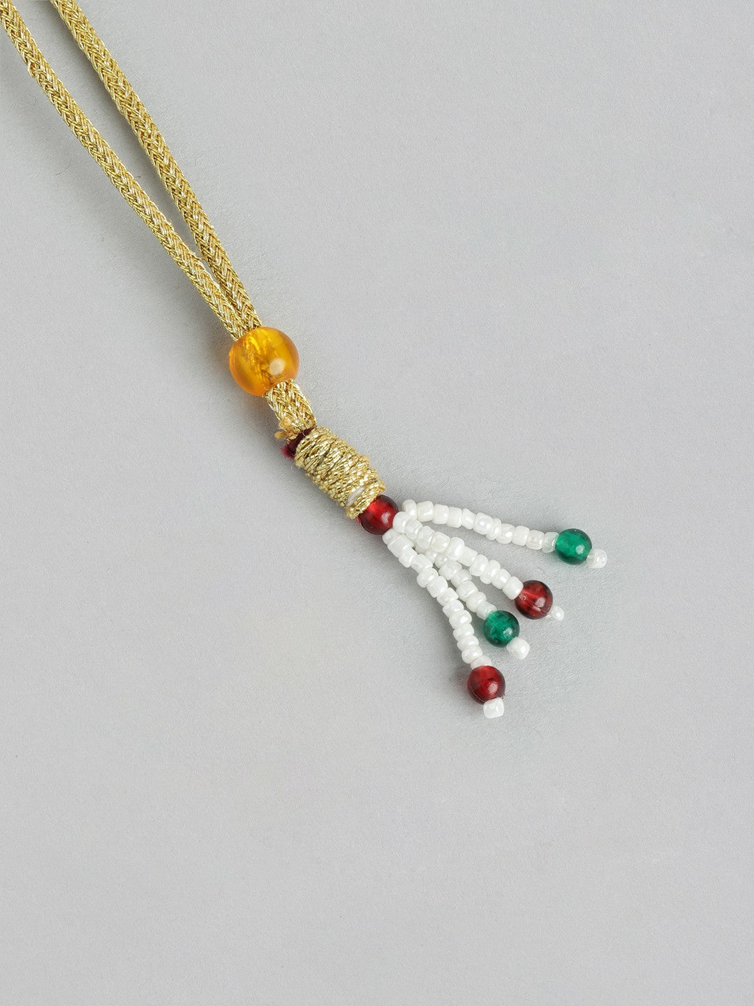 Gold-Plated Kundan Beaded Layered Necklace Set with Earrings