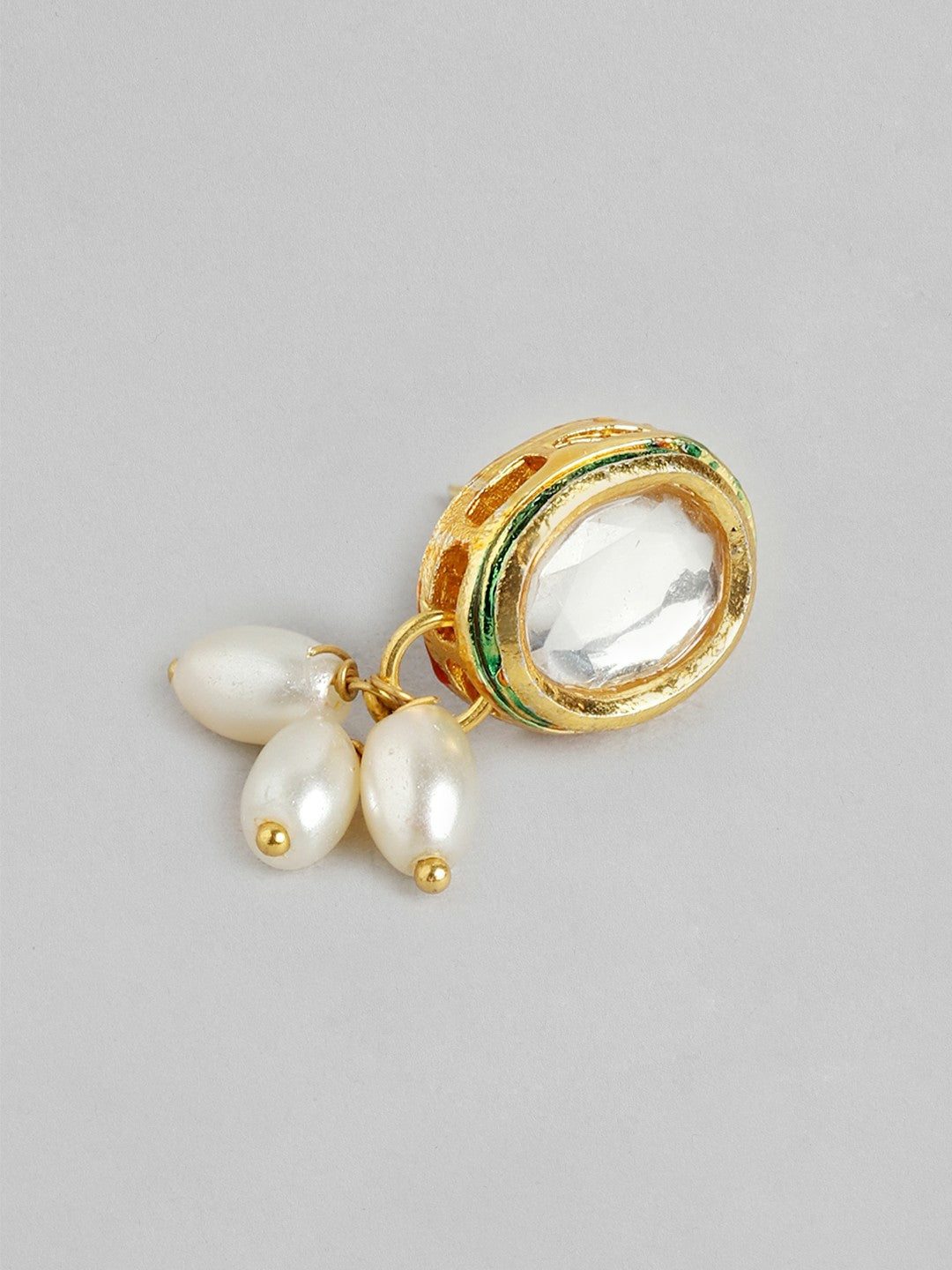 Gold-Plated Layered Pearl Necklace & Drop Earrings Set