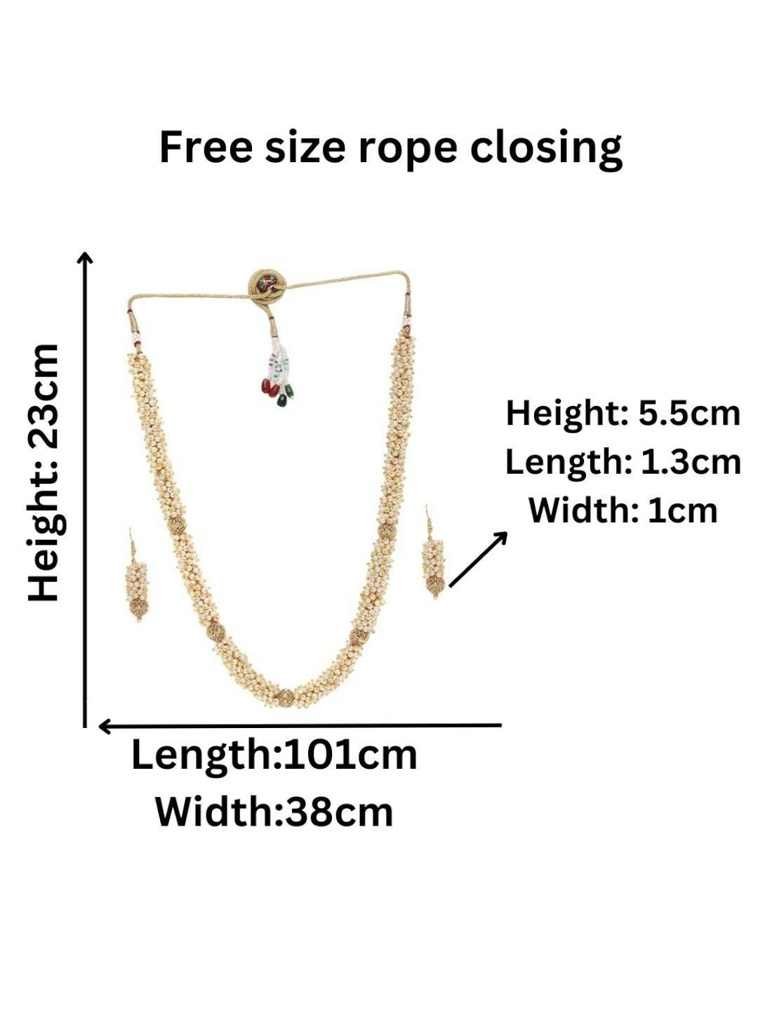 Gold-Plated White Pearl Necklace & Drop Earrings Set