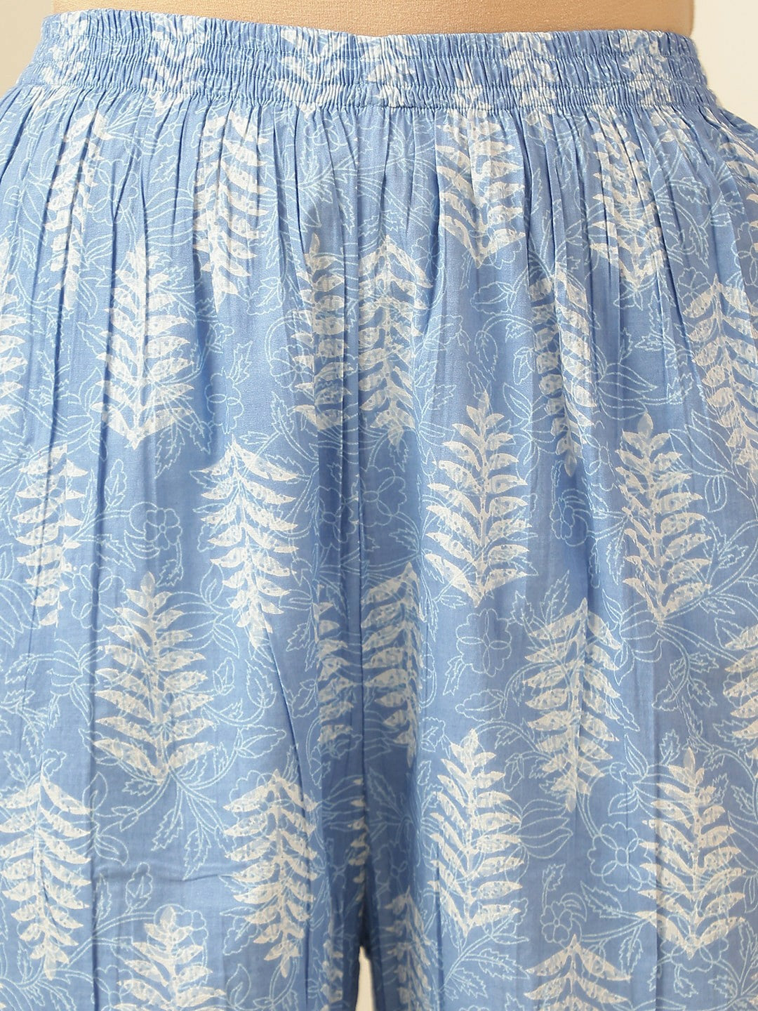 Blue Floral Printed Kurta with Patiala & Dupatta