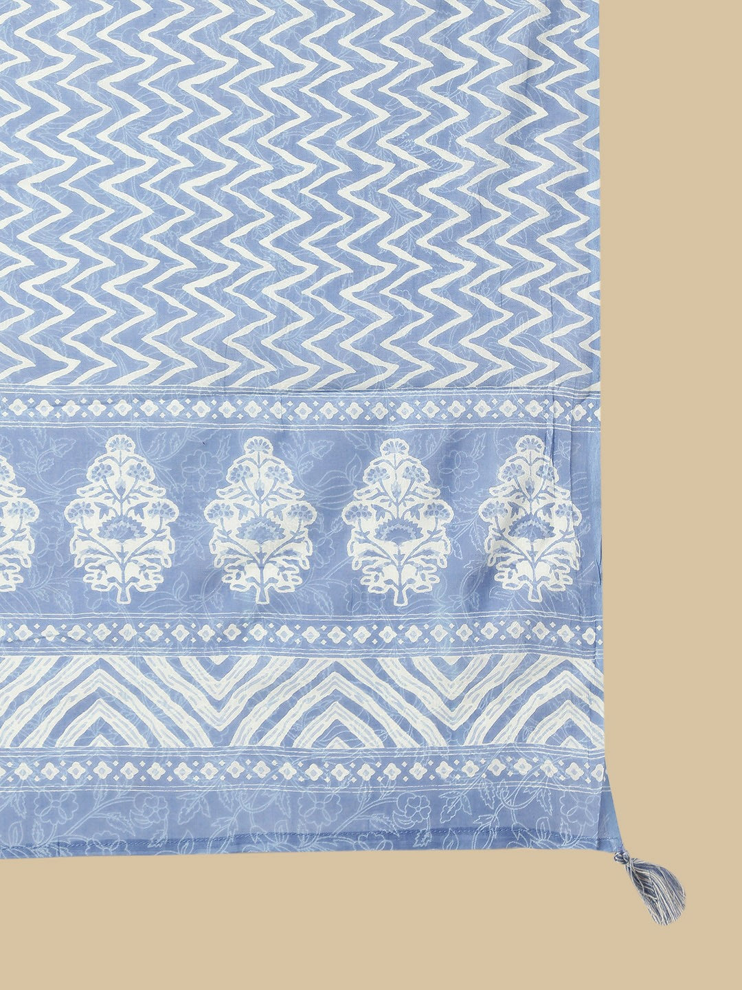 Blue Floral Printed Kurta with Patiala & Dupatta