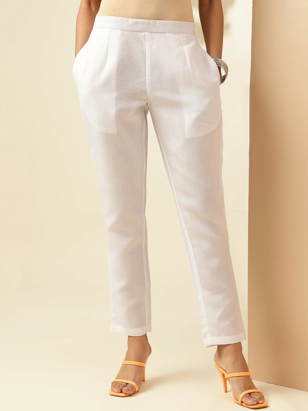 White Animal Print Angrakha Kurta with Trousers