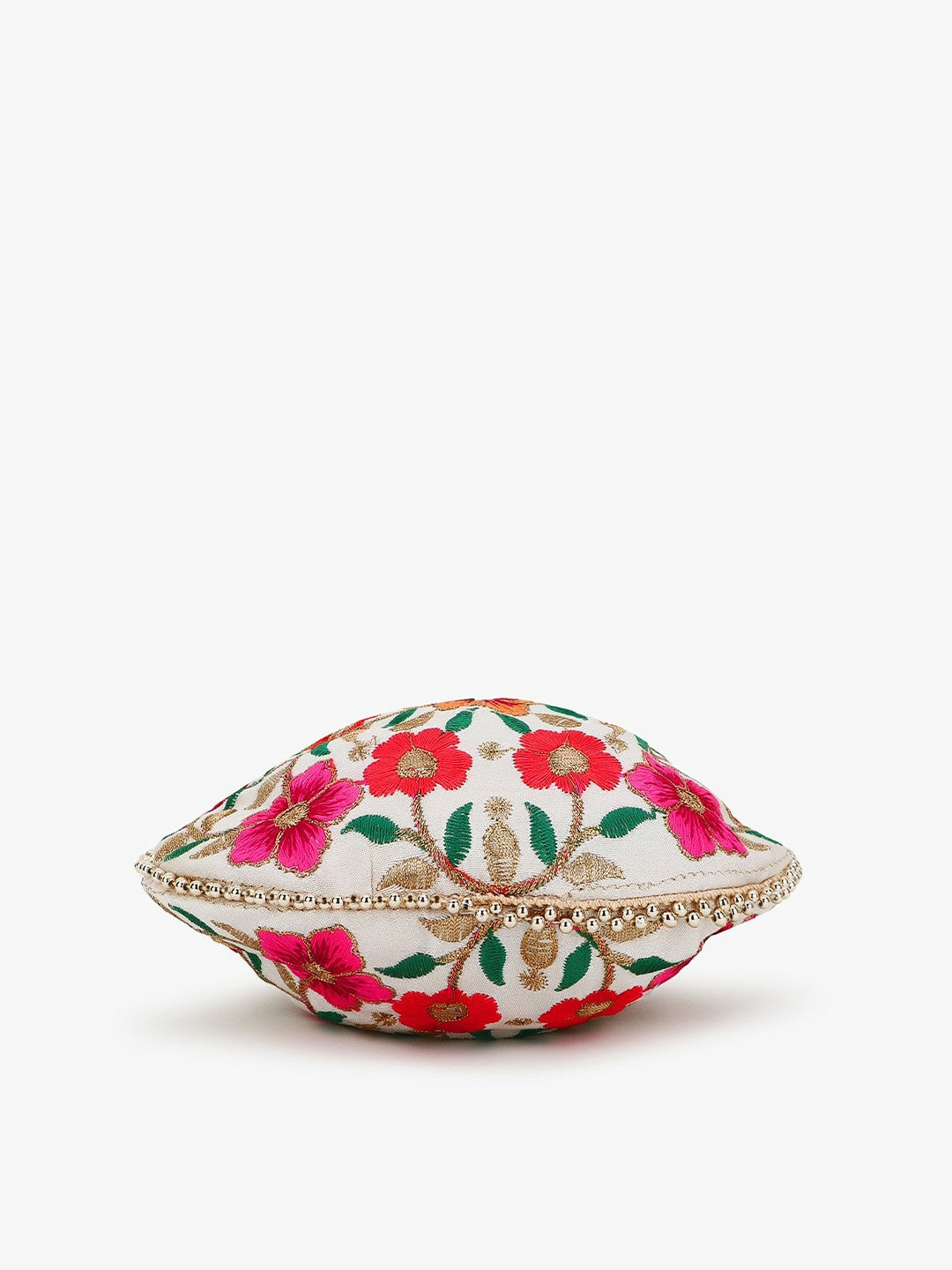 Buy Women’s Cream & Orange Embroidered Potli Clutch Bag Online | Indiaista
