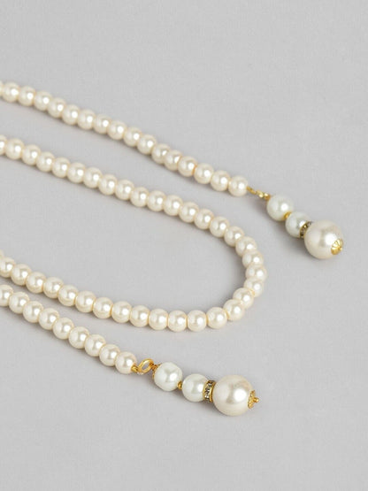 Gold-Plated White Wrap Around Pearls Necklace