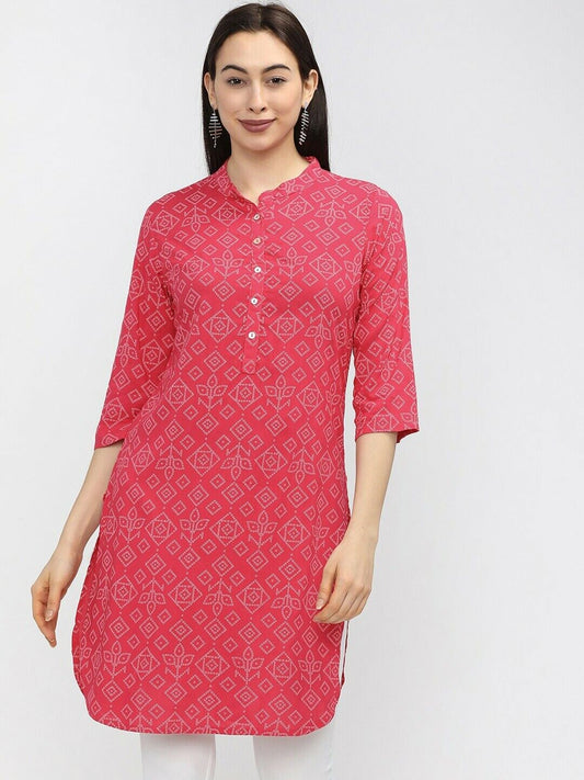 Women Tunic - Pink & White Bollywood Indian Wedding Festive Ethnic Tunic