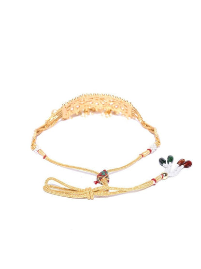 Indian Bridal Gold-Plated Stone-Studded Beaded Handcrafted Bolly Jewellery Set