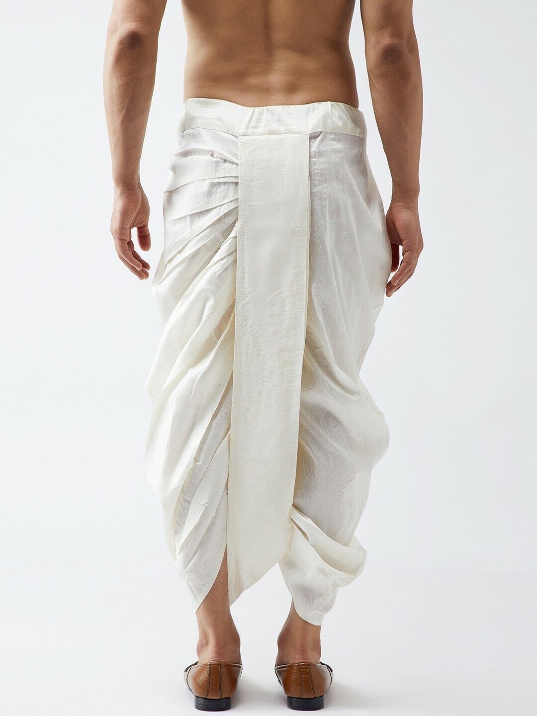 Men Pants - Off-White Solid South Indian Style Bollywood Trouser Dhoti Pants