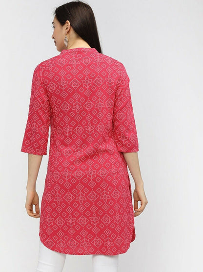 Women Tunic - Pink & White Bollywood Indian Wedding Festive Ethnic Tunic