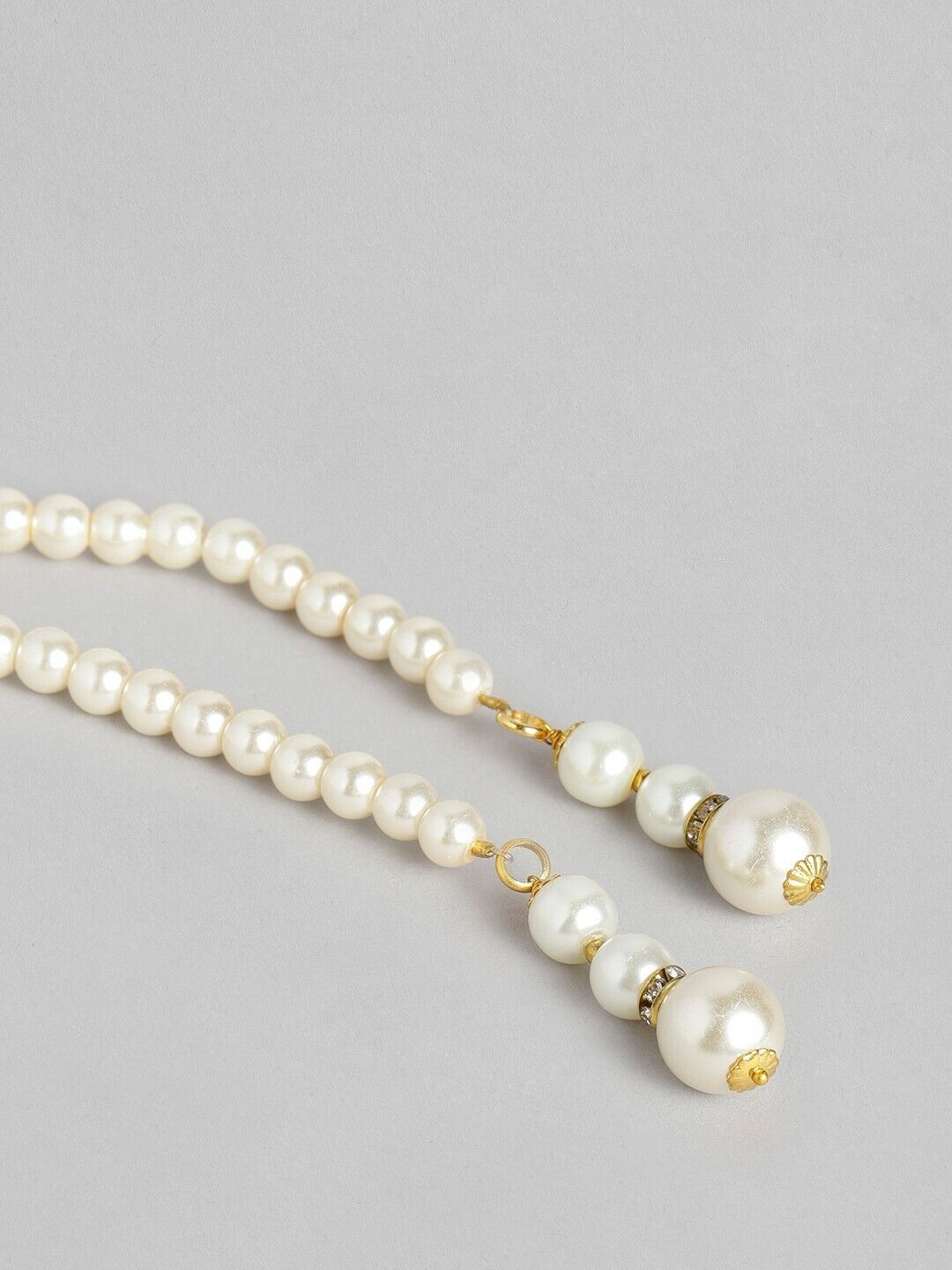 Gold-Plated White Wrap Around Pearls Necklace