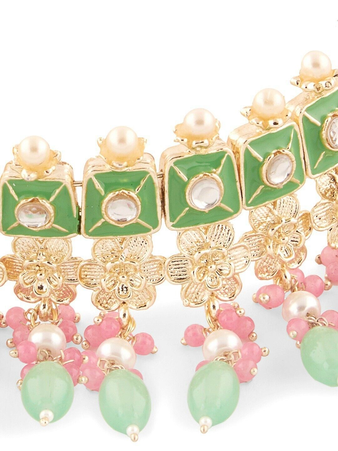 Women Pink & Green Jewellery Set