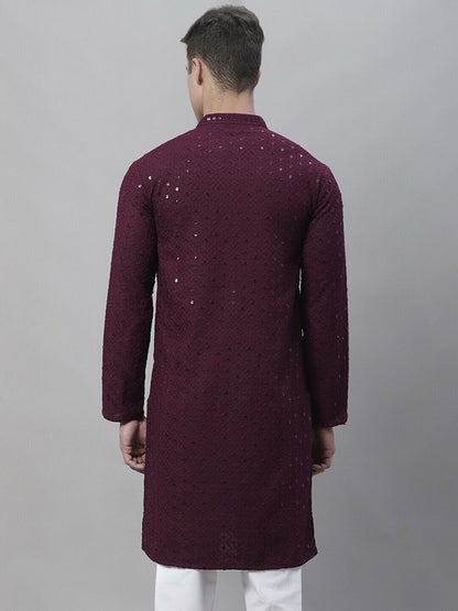 Men Kurta - Indian Wedding Bridal Pakistani Ethnic Embroidered Cotton Kurta