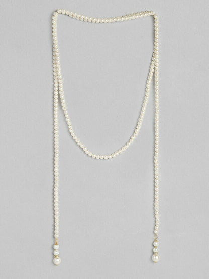 Gold-Plated White Wrap Around Pearls Necklace