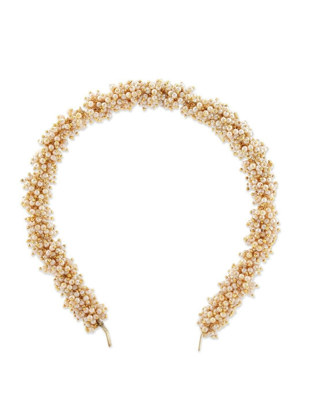 Women Gold-Toned & White Beaded Hairband