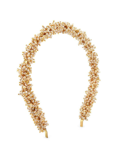 Women Gold-Toned & White Beaded Hairband