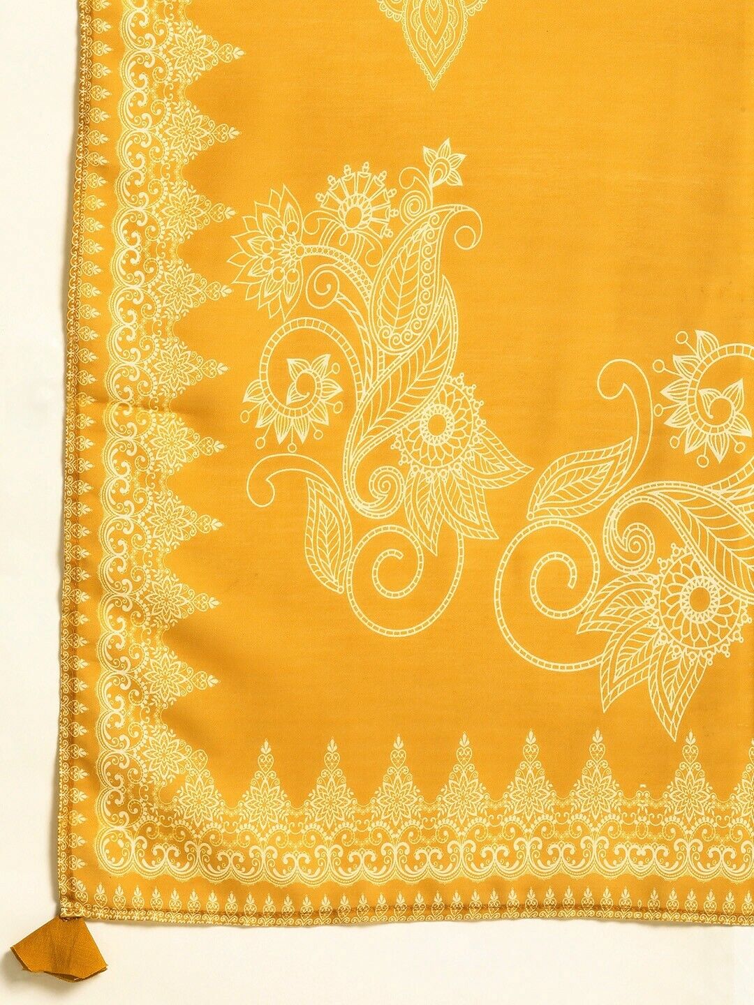 Women Kurta Set -Indian Festival Yellow Embroidered Kurta with Trouser & Dupatta